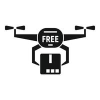 ícone de frete grátis drone, estilo simples vetor