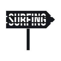 sinal de trânsito com ícone de palavra surf, estilo simples vetor