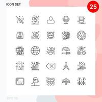 25 linhas temáticas de vetores e símbolos editáveis de elementos de design de vetores editáveis de moda de vidro de administrador de caixa índia