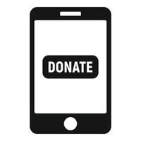 ícone de doação de smartphone, estilo simples vetor
