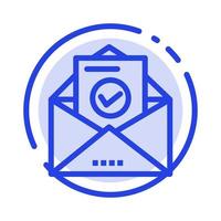 correio e-mail envelope educação ícone de linha pontilhada azul vetor