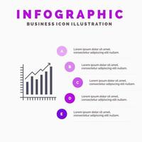 análise de gráfico diagrama de negócios estatísticas de marketing tendências ícone sólido infográficos fundo de apresentação de 5 etapas vetor