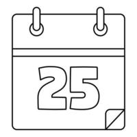 ícone de calendário de data de natal, estilo de estrutura de tópicos vetor