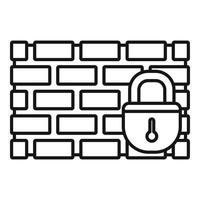 ícone de firewall de tijolo, estilo de estrutura de tópicos vetor