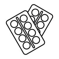 pílulas no ícone do pacote, estilo de estrutura de tópicos vetor