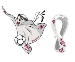 mascote copa do mundo da fifa qatar 2022 com símbolo do logotipo oficial e ilustração abstrata do vetor de design do campeão bllon