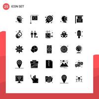 pacote de ícones vetoriais de estoque de 25 sinais e símbolos de linha para placa de férias, fogo, pensamento, mente, elementos de design de vetores editáveis