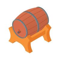 ícone de barril de cerveja fresca de madeira, estilo isométrico vetor