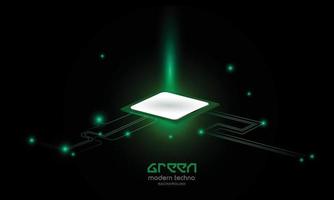 tecnologia verde, luz do chipset, fundo de vetor abstrato de energia verde