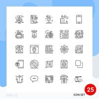 grupo de símbolos de ícone universal de 25 linhas modernas de teste de bebida de teste de iphone elementos de design de vetores editáveis de ciência
