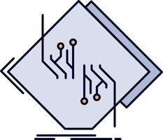 vetor de ícone de cor plana eletrônico de rede de circuito de chip de placa