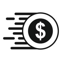ícone de transferência de dinheiro de moeda rápida, estilo simples vetor
