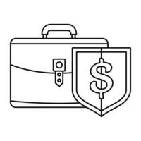 ícone de caixa de couro de dinheiro, estilo de estrutura de tópicos vetor
