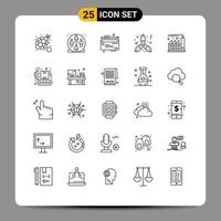 25 ícones criativos, sinais e símbolos modernos de homem de visco de fábrica, beijo, pagamento, elementos de design de vetores editáveis