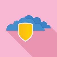 ícone de dados em nuvem protegido, estilo simples vetor