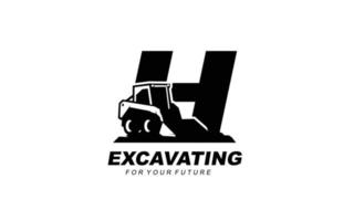 h escavadeira de logotipo para empresa de construção. ilustração vetorial de modelo de equipamento pesado para sua marca. vetor