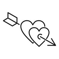 ícone de seta de coração de amor, estilo de estrutura de tópicos vetor