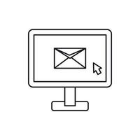 monitor com ícone de sinal de e-mail, estilo de estrutura de tópicos vetor