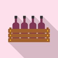 ícone de garrafa de vinho de caixa de madeira, estilo simples vetor