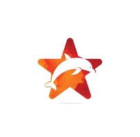 design de logotipo vetorial de golfinho e estrela. sinal simples do ícone do golfinho e da estrela. conceito de ideia de negócio de pesca criativa. vetor