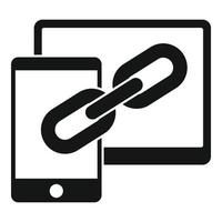 ícone de tablet de telefone de estratégia de backlink, estilo simples vetor