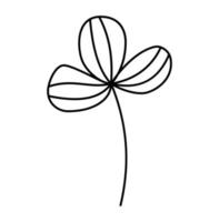 doodle esboço trevo de três folhas isolado no fundo branco. elemento de arte ilustração escandinava. imagem floral decorativa de verão vetor