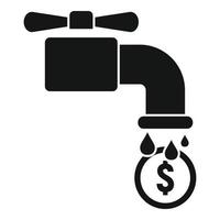 ícone de torneira de água de dinheiro, estilo simples vetor