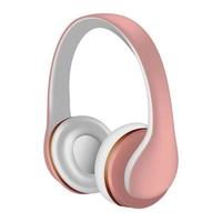 ícone de fones de ouvido rosa, estilo realista vetor
