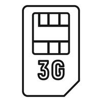 ícone do cartão sim 3g, estilo de estrutura de tópicos vetor