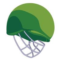 ícone de capacete verde de críquete, estilo cartoon vetor