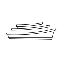 ícone de barco de madeira, estilo de estrutura de tópicos vetor