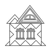 casa com ícone do sótão, estilo de estrutura de tópicos vetor
