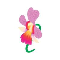 ícone de orquídea rosa, estilo cartoon vetor