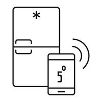 ícone de geladeira inteligente, estilo de estrutura de tópicos vetor