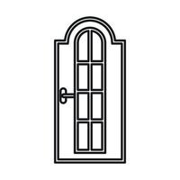 porta de madeira arqueada com ícone de vidro vetor