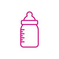 eps10 ícone de linha de arte de garrafa de alimentação de leite de vetor rosa isolado no fundo branco. símbolo de contorno de garrafa de leite de bebê em um estilo moderno simples e moderno para o design do seu site, logotipo e aplicativo móvel