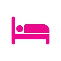 eps10 vetor rosa homem adormecido na cama ícone de arte sólida isolado no fundo branco. símbolo preenchido de hotel e motel em um estilo moderno simples e moderno para o design do seu site, logotipo e aplicativo móvel