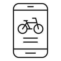 ícone de aluguel de bicicleta para smartphone, estilo de estrutura de tópicos vetor