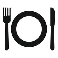 garfo colher ícone do prato, estilo simples vetor