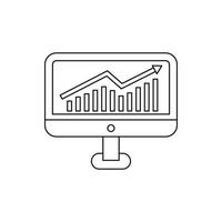 gráfico de crescimento no ícone do monitor do computador vetor