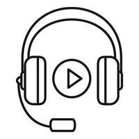 ícone de aprendizado de som de fones de ouvido, estilo de estrutura de tópicos vetor