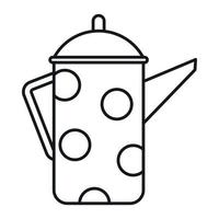 ícone de chaleira de café retrô, estilo de estrutura de tópicos vetor