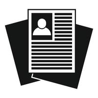 ícone de documentos em papel do recrutador, estilo simples vetor