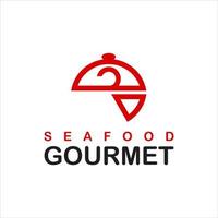 design de logotipo culinário divertido de gourmet de frutos do mar vetor