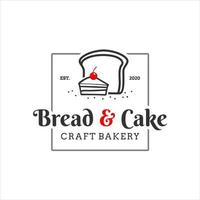 vetor de bolo de distintivo quadrado de logotipo de pão