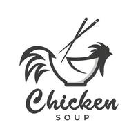 modelo de logotipo de tigela de frango, adequado para negócios de alimentos tradicionais, macarrão, restaurante de fast food, comida coreana, comida japonesa vetor