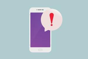 ícone de notificação de telefone smartphone com ilustração vetorial de ponto de exclamação vetor