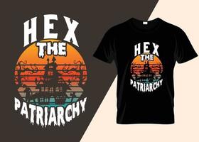 design de camiseta de halloween hex o patriarcado vetor