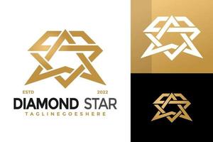 design de logotipo de estrela de diamante de luxo, vetor de logotipos de identidade de marca, logotipo moderno, modelo de ilustração vetorial de designs de logotipo