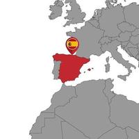 pin mapa com bandeira da Espanha na ilustração do mundo map.vector. vetor